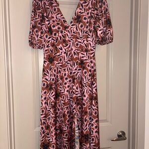 Alexia Admor Pink and Brown Floral Midi Dress